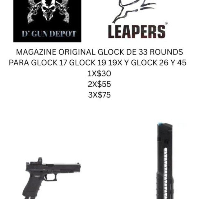 MAGAZINE MARCA UTG LEAPERS DE 33 ROUNDS 9MM PARA GLOCK