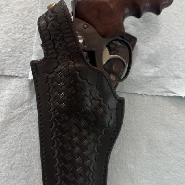 SAFARILAND BASKETWEAVE LEATHER HOLSTER LH (ZURDA) PYTHON / GP100 4"
