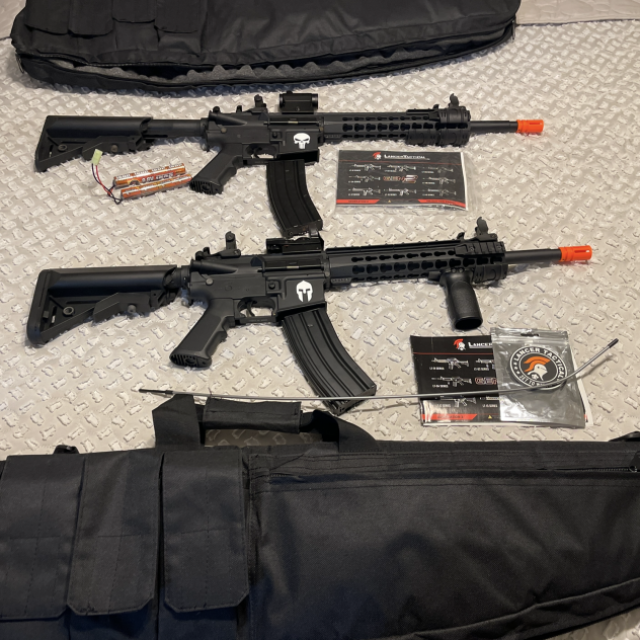 2 Rifles Airsoft Lancer Tactical Gen 2 LT-19 Airsoft M4 Carbine 10" Electric Full/Semi-Auto, Cal 6mm 0.20g BBS
