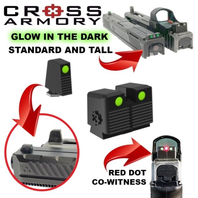 Cross Armory miras altas para usarse con red dot Glock 17/17L/19/19X/22/23/24/26/27/33/34/35/39/45 negro