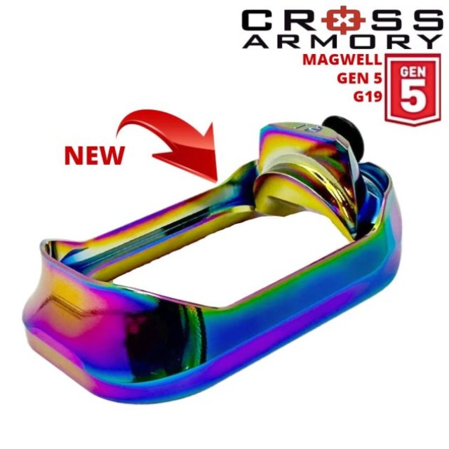 Cross Amory flared Magweel para Glock 19 Gen 5 color arcoiris