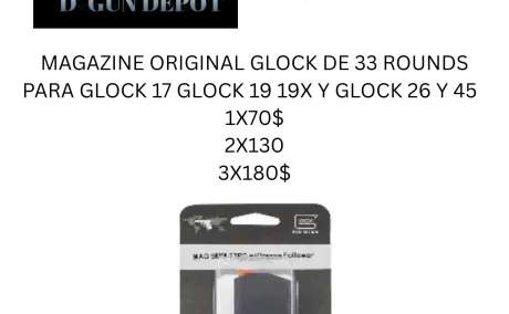 MAGAZINE ORIGINAL GLOCK 33 ROUNDS 9 MM , Venta de Armas de fuego en PR