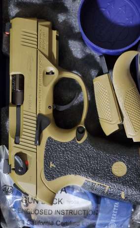 Beretta PX4 COMPACT 9MM, FDE CON TALON GRIPS Y MARTILLO PLANO. , 2 CARGADORES, 15 ROUNDS, , Venta de Armas de fuego en PR