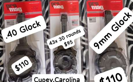 DRUMS GLOCKS 9MM,.40,43X Y MAGAZINES, Venta de Armas de fuego en PR